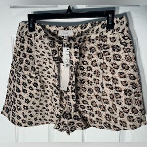 NWT Joie Carden Leopard Linen Tie Front Shorts Zipper New With Tags 10 High Rise